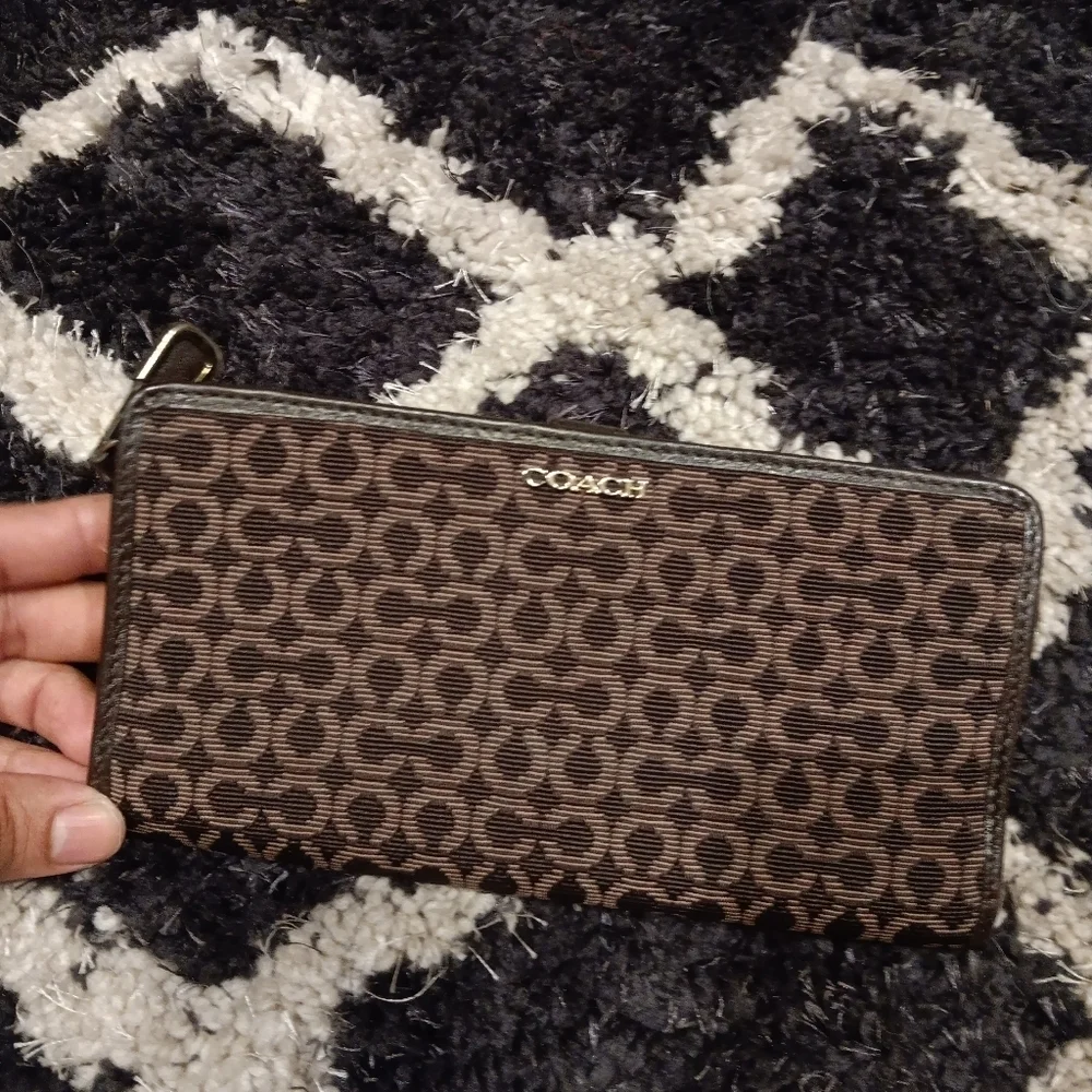 Coach Brown Canvas Logo Signature Wallet